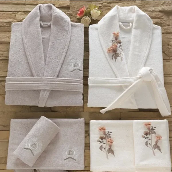 Dantela Anetta Bamboe Familie Badjassen Set Crème-Beige