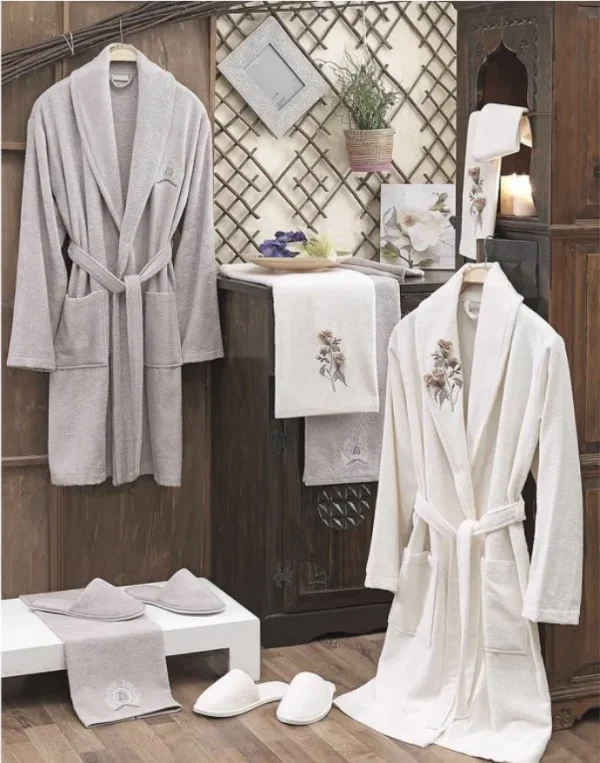 Dantela Anetta Bamboe Familie Badjassen Set Crème-Beige