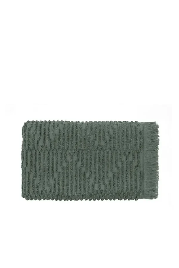 Green Black Anisa Badlaken 100% Katoen Gekamd Jacquard Groen 80x150 Cm