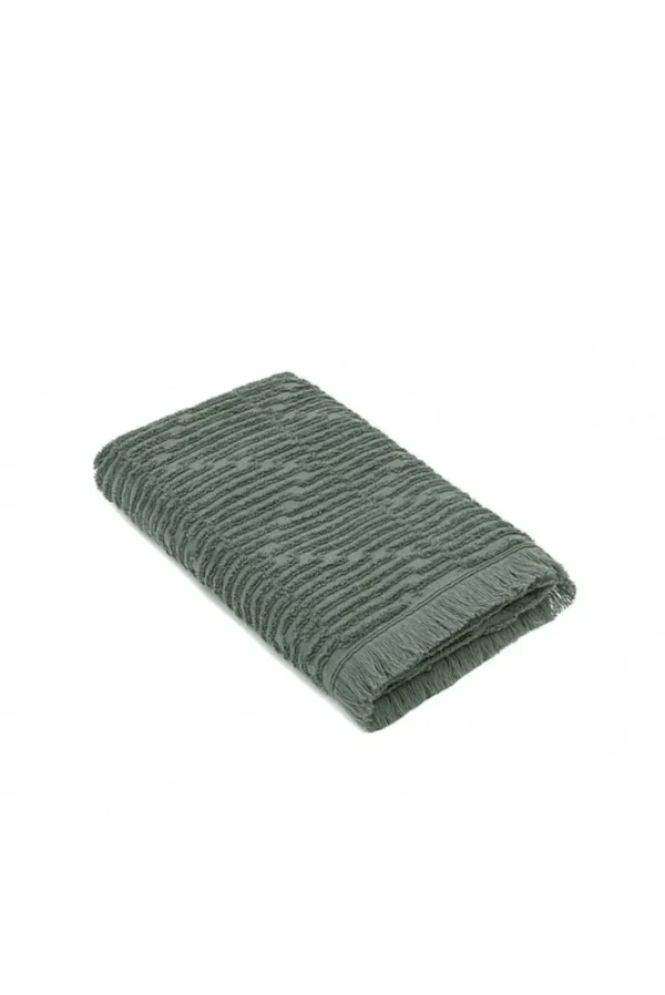 Green Black Anisa Badlaken 100% Katoen Gekamd Jacquard Groen 80x150 Cm
