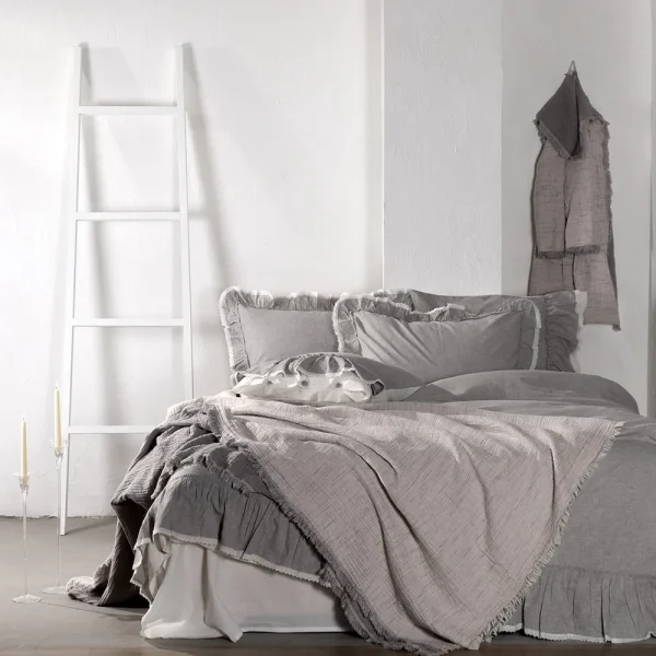 Ecocotton Muna Tweepersoons Sprei 100% Biologisch Katoen Inject Grijs-Paars 230x250 Cm