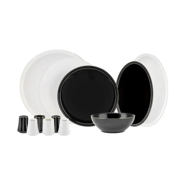 Karaca Elara Zwart Wit 57 Delige 12 Persoons New Bone Serviesset