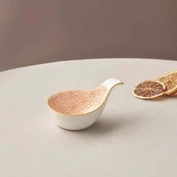 Karaca Florale Oranje Druppel Vierkante Snack/Sauskom 10cm