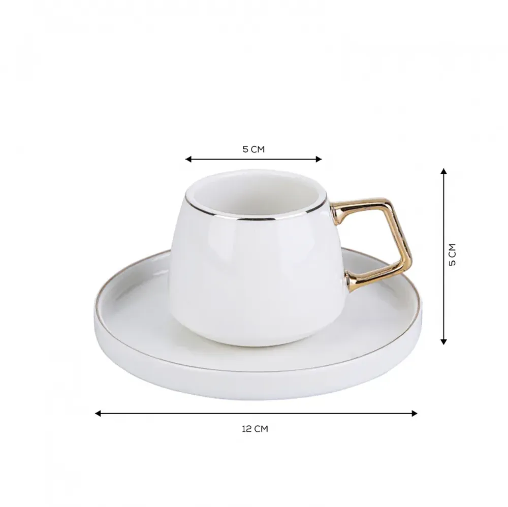 Karaca Saturn Koffie Kopjes Set voor 6 Personen 90 ml Goud - Afbeelding 6
