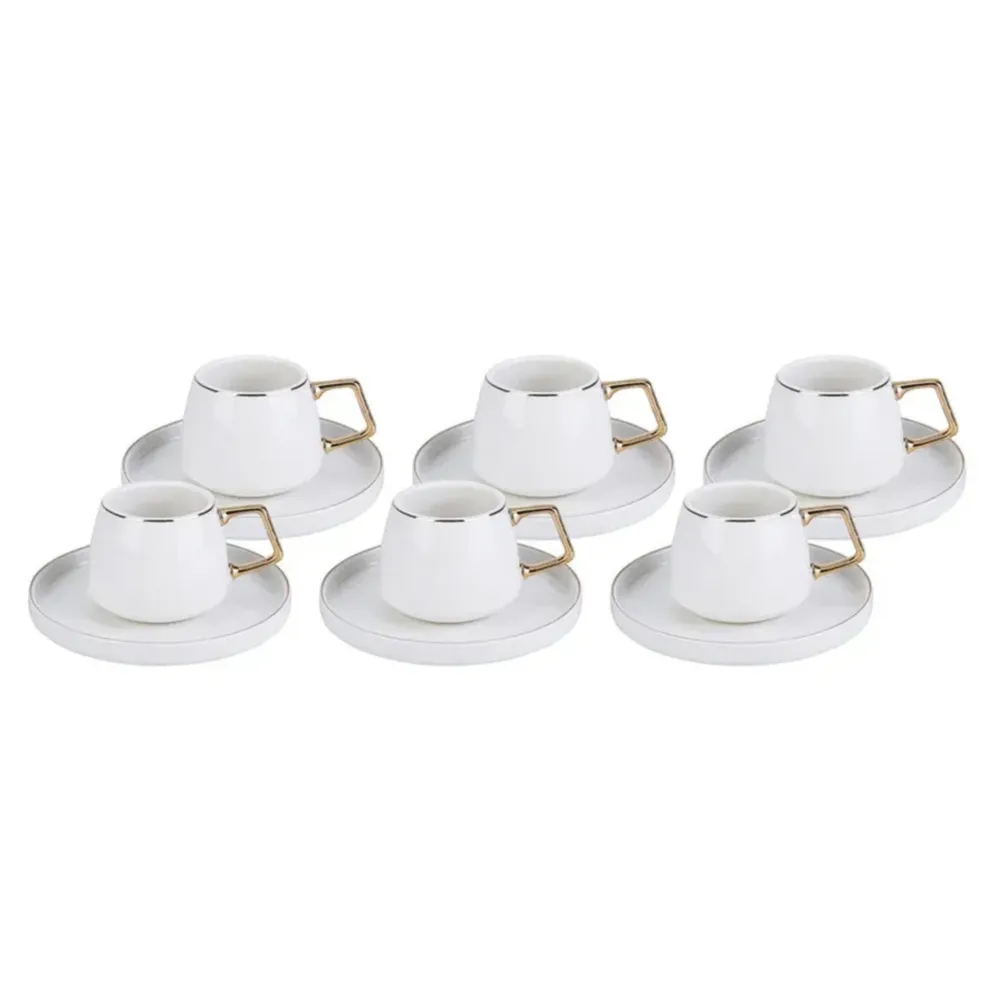 Karaca Saturn Koffie Kopjes Set voor 6 Personen 90 ml Goud