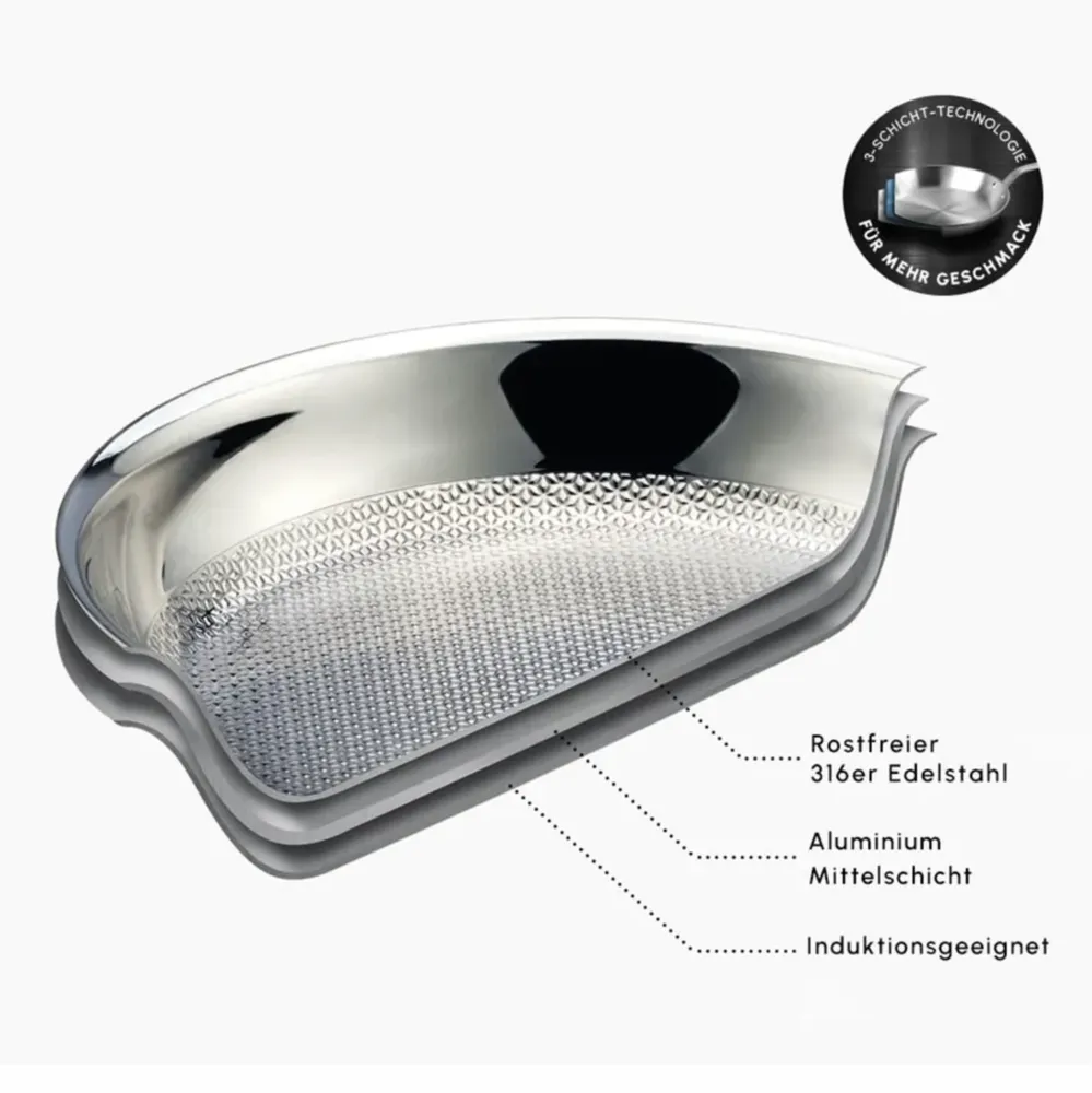 Karaca Power Steel 316+ 3 laags Steel pan 24 cm 1,5 Lt - Afbeelding 2