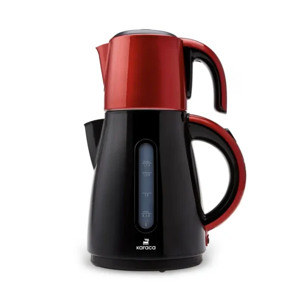 Karaca Daystar 2 in 1 Theezet Apparaat Met Stalen Theepot Rood zwart
