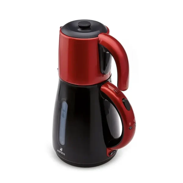 Karaca Daystar 2 in 1 Theezet Apparaat Met Stalen Theepot Rood zwart