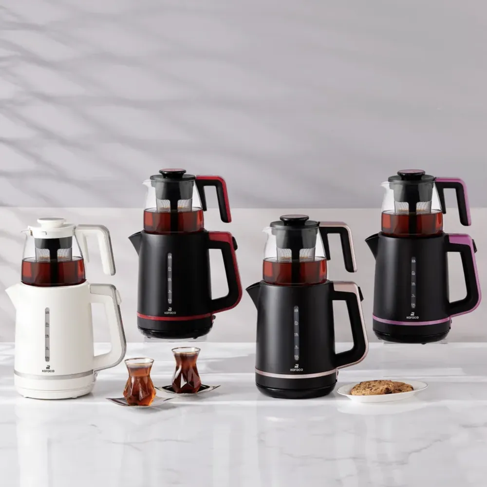 Karaca Maxi Tea XL 2in1 Theemaker Met Glazen Theepot en Waterkoker Cranberry - Afbeelding 5