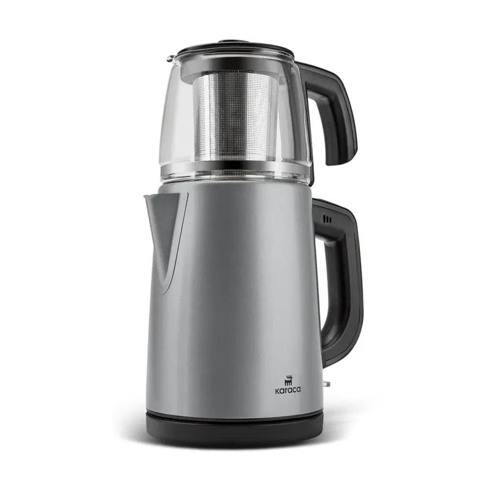 Karaca Tea Glass Antraciet Inox Stalen Waterkoker En Theemachine - Afbeelding 1