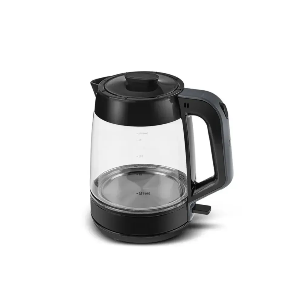 Karaca Glass Tea XL 2in1 Glazen Thee Maker en Waterkoker Antraciet - Afbeelding 1
