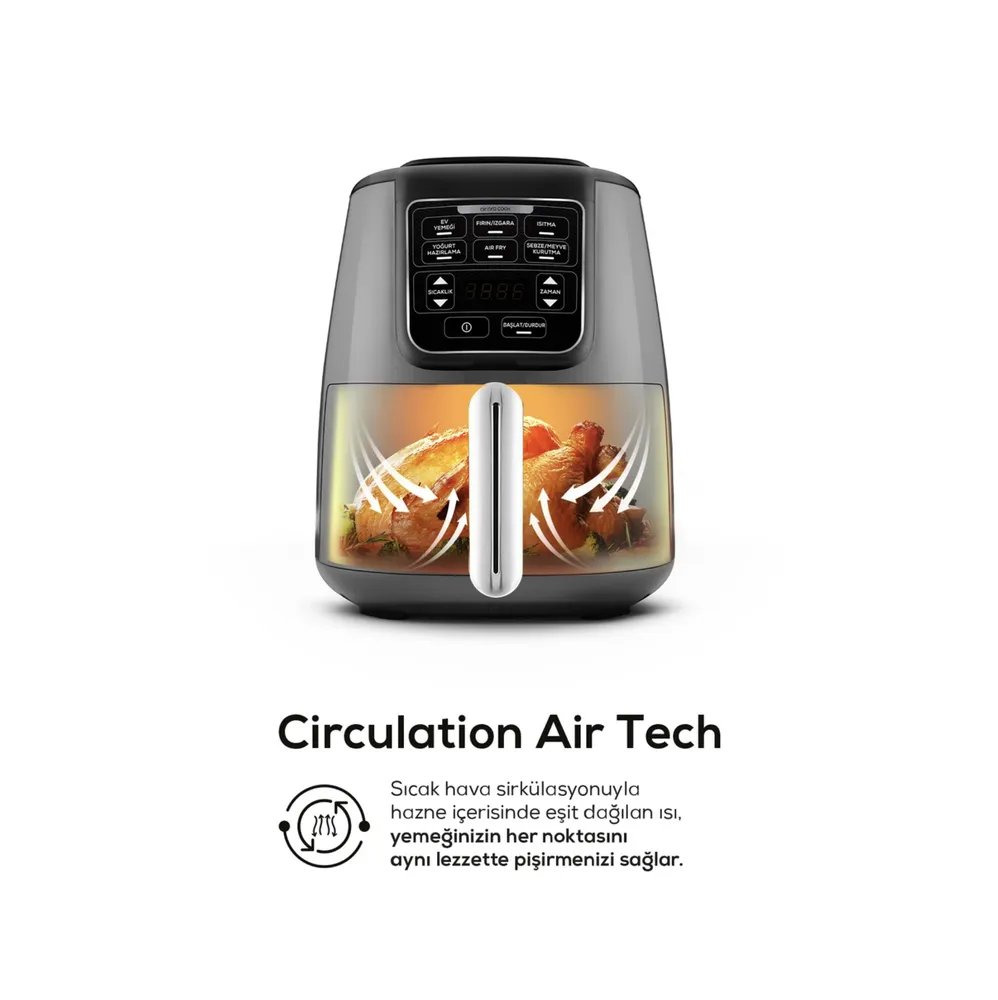 Karaca Air Cook XL 2 in 1 sprekende airfryer Space Grijs - Afbeelding 3