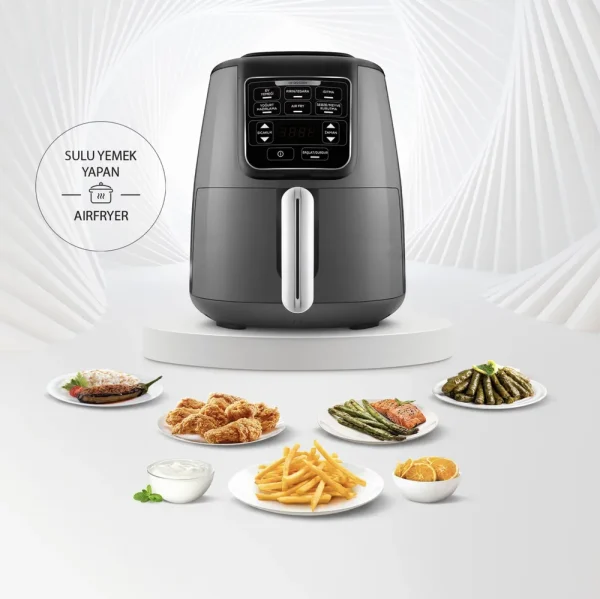 Karaca Air Cook XL 2 in 1 sprekende airfryer Space Grijs