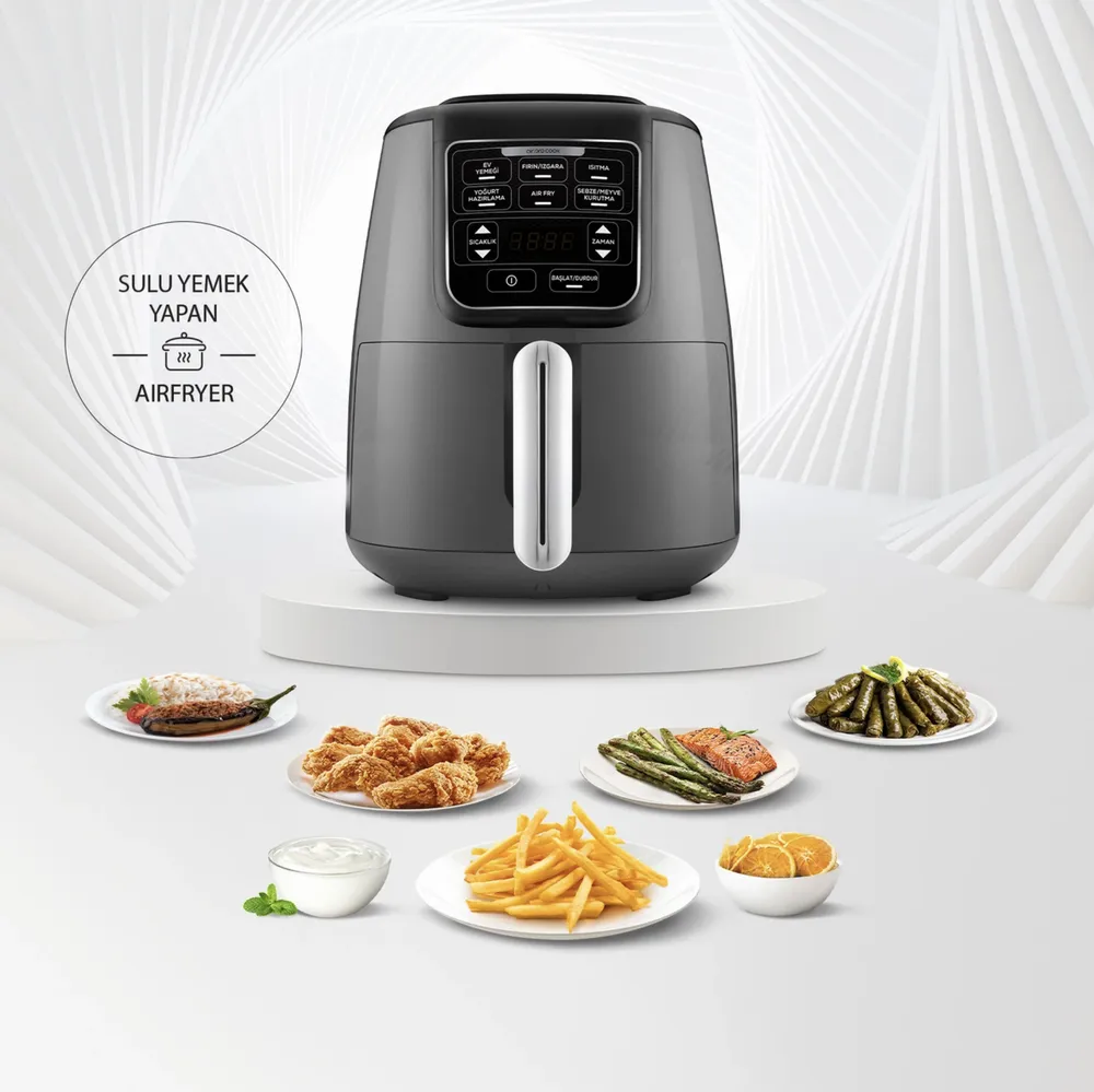 Karaca Air Cook XL 2 in 1 sprekende airfryer Space Grijs