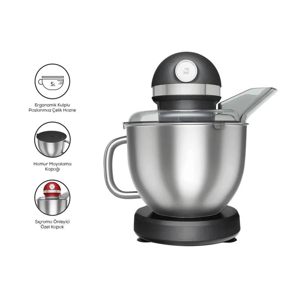 Karaca Mastermaid Chef Pro Dubbelarmige Mixer 1750 W Glanzend Zwart - Afbeelding 1