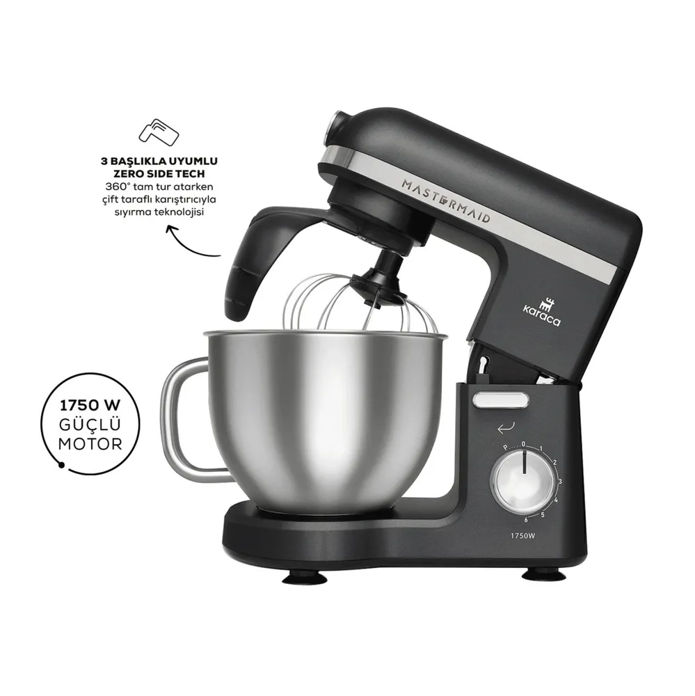 Karaca Mastermaid Chef Pro Dubbelarmige Mixer 1750 W Glanzend Zwart - Afbeelding 3