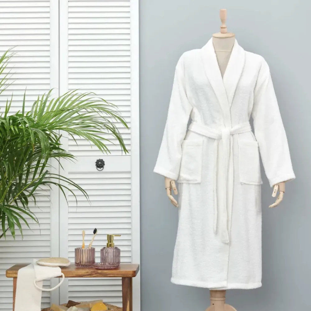 Karaca Home Daıly Soft Off White 100% Katoenen Badjas Voor Dames S/M