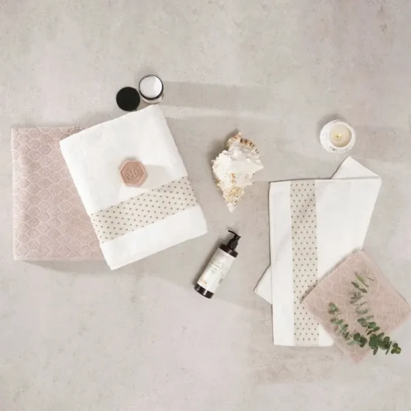 Karaca Home Lossi Offwhite Beige 100% Katoenen Badset
