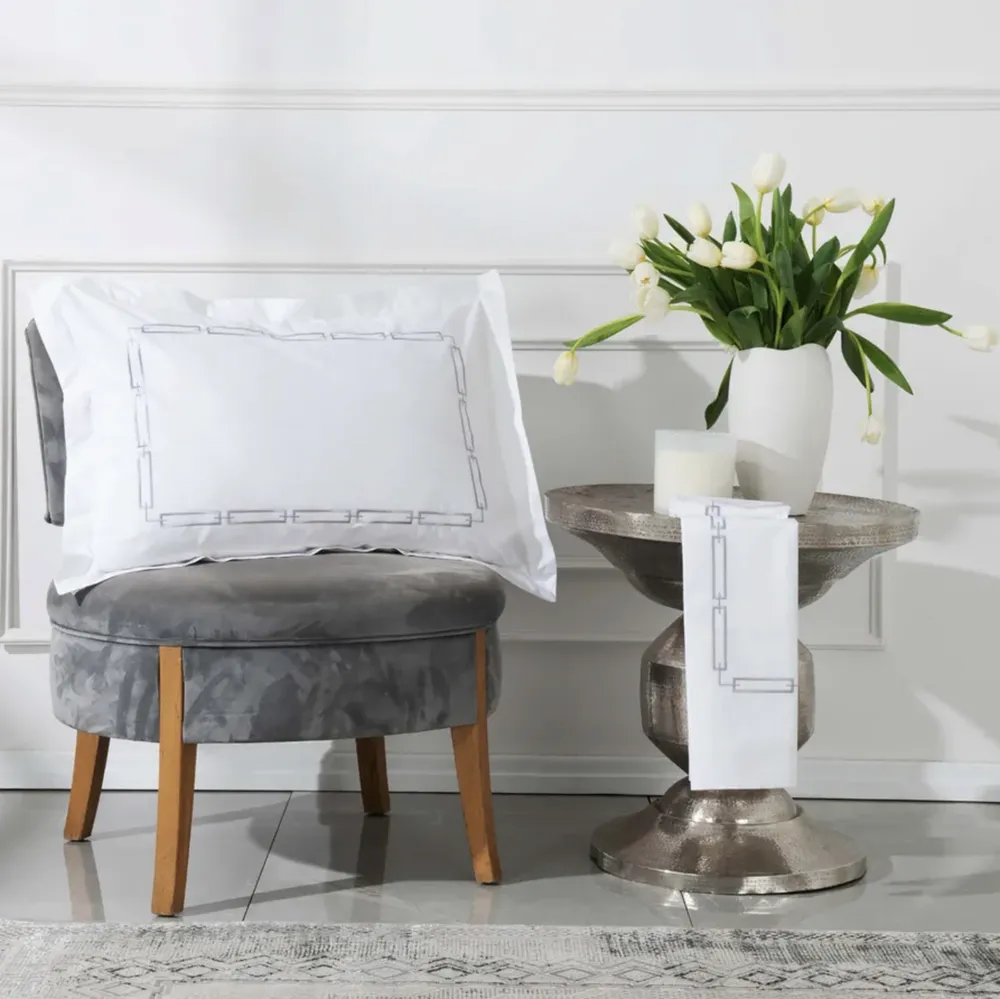 Karaca Home White Collection Oriane Grijs Geborduurd Perkaal Tweepersoons Dekbedovertrek Set - Afbeelding 2