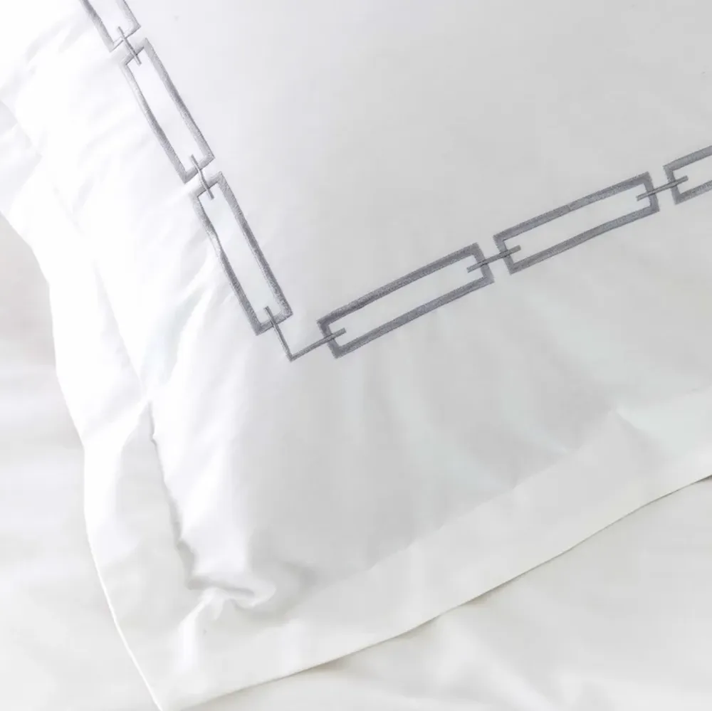 Karaca Home White Collection Oriane Grijs Geborduurd Perkaal Tweepersoons Dekbedovertrek Set - Afbeelding 3