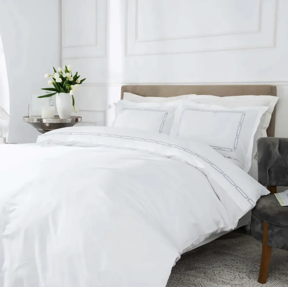 Karaca Home White Collection Oriane Grijs Geborduurd Perkaal Tweepersoons Dekbedovertrek Set - Afbeelding 1