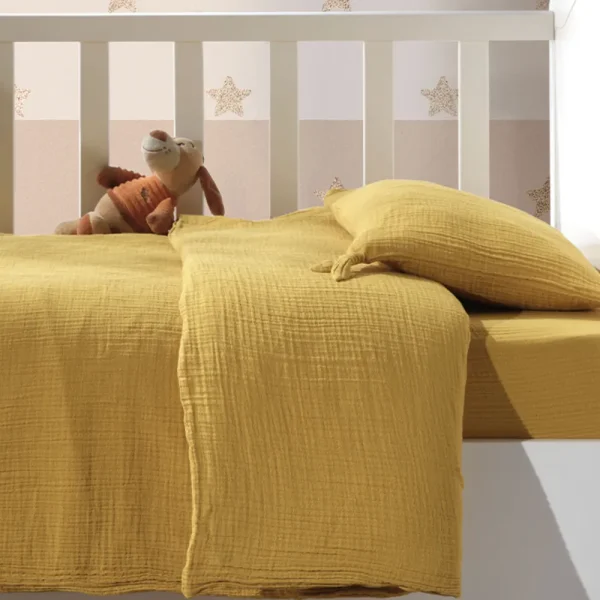 Buldans Bonni Baby Dekbedovertrek Set 100x150 cm Mango Geel