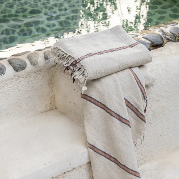 Buldans Smyrna Peshtemal Off Terra/Marine Blauw