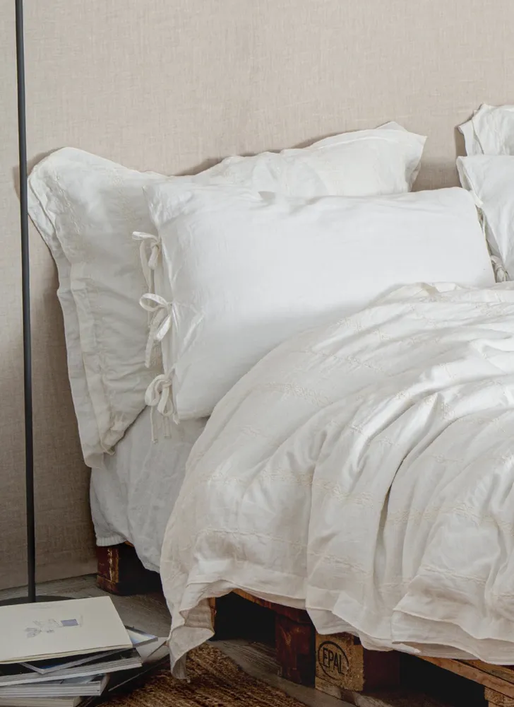 Ecocotton Hafsa Dekbedovertrek Set 100% Biologisch Mousseline Katoen Crème 200x220 cm - Afbeelding 1