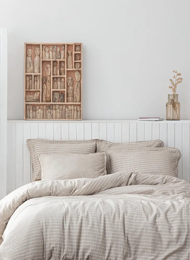 Ecocotton Tara Tweepersoons Dekbedovertrek Set 100% Biologisch Mousseline Katoen Beige 200x220 cm