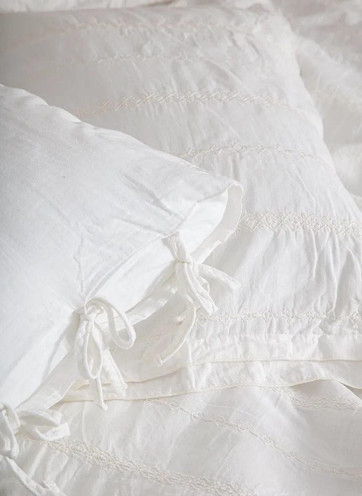 Ecocotton Hafsa Dekbedovertrek Set 100% Biologisch Mousseline Katoen Crème 200x220 cm - Afbeelding 2