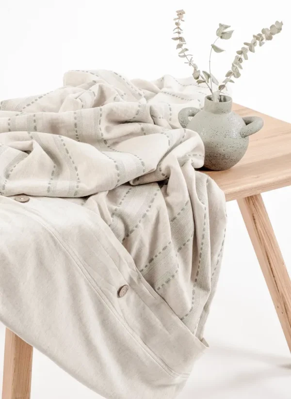 Ecocotton Delfin Dekbedovertrek Set 100% Organisch Katoen Linnen Groen 200x220cm