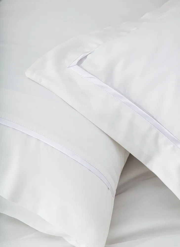Ecocotton Meva Dekbedovertrek Set 100% Biologisch Katoen Satijn Geborduurd Crème-Zilver 200x220 cm - Afbeelding 2