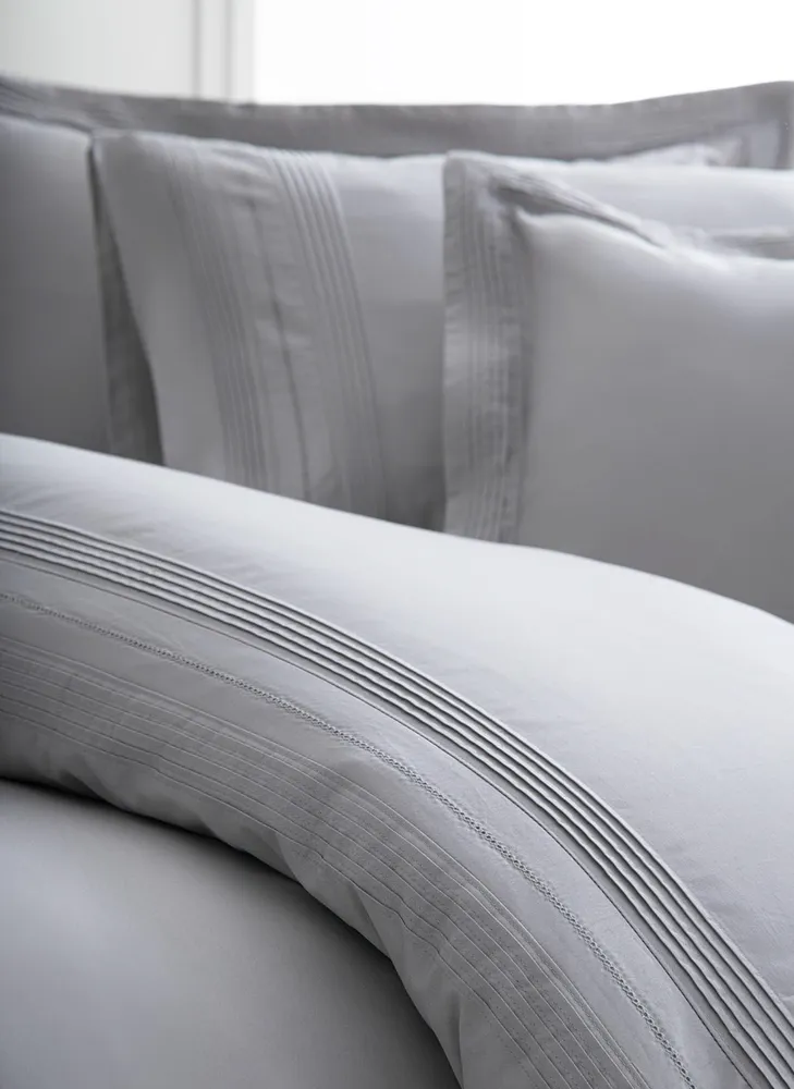 Ecocotton Rana Dekbedovertrek Set 100% Biologisch Katoen 300 TC Satijn Grijs 200x220cm - Afbeelding 1