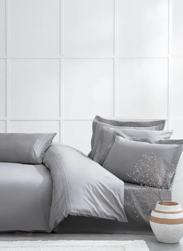 Ecocotton Rana Dekbedovertrek Set 100% Biologisch Katoen 300 TC Satijn Grijs 200x220cm