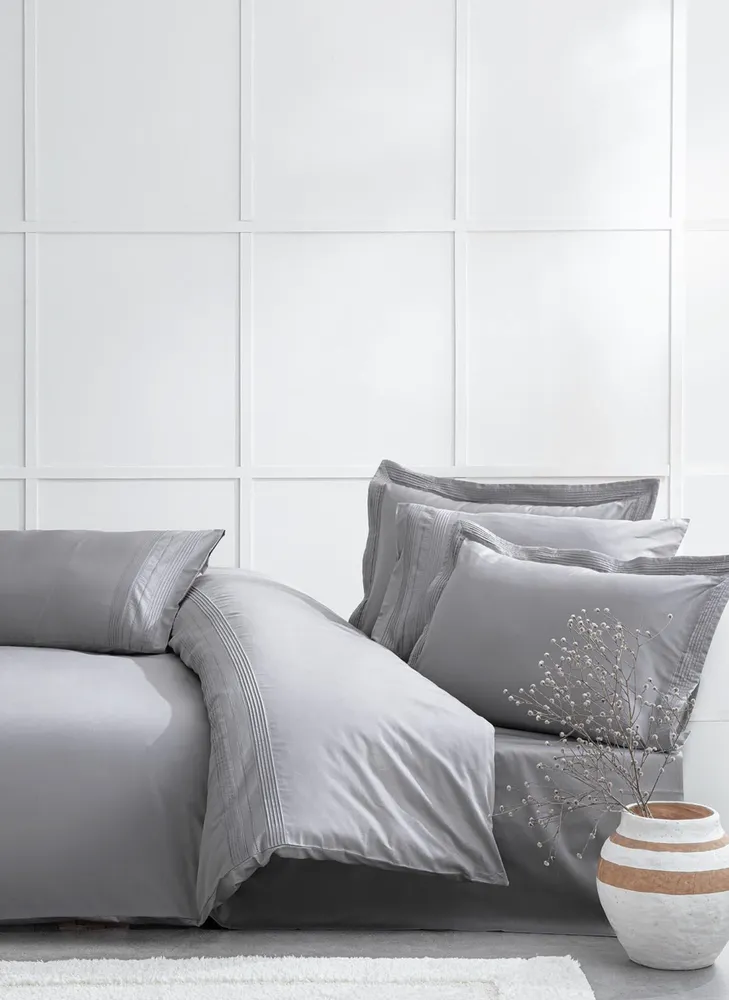 Ecocotton Rana Dekbedovertrek Set 100% Biologisch Katoen 300 TC Satijn Grijs 200x220cm