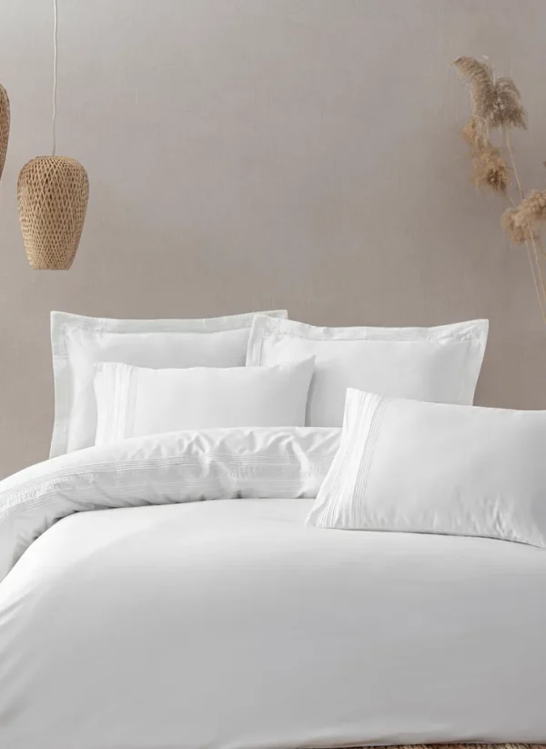 Ecocotton Rana Dekbedovertrek Set 100% Biologisch Katoen 300 TC Satijn Creme 200x220cm