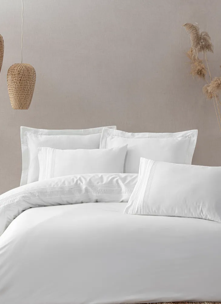 Ecocotton Rana Dekbedovertrek Set 100% Biologisch Katoen 300 TC Satijn Creme 200x220cm