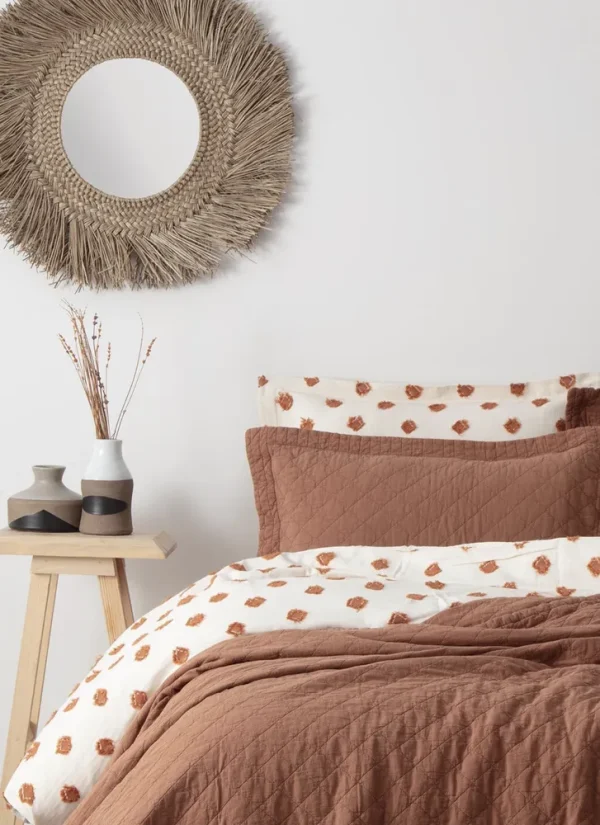 Ecocotton Reha Tweepersoons Bedsprei Set 100% Katoen Terra 240X260 Cm