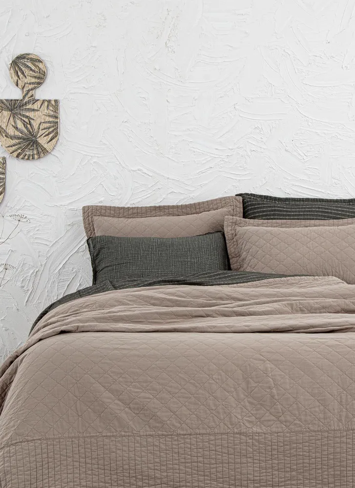 Ecocotton Reha Tweepersoons Bedsprei Set 100% Katoen Beige 240X260 Cm