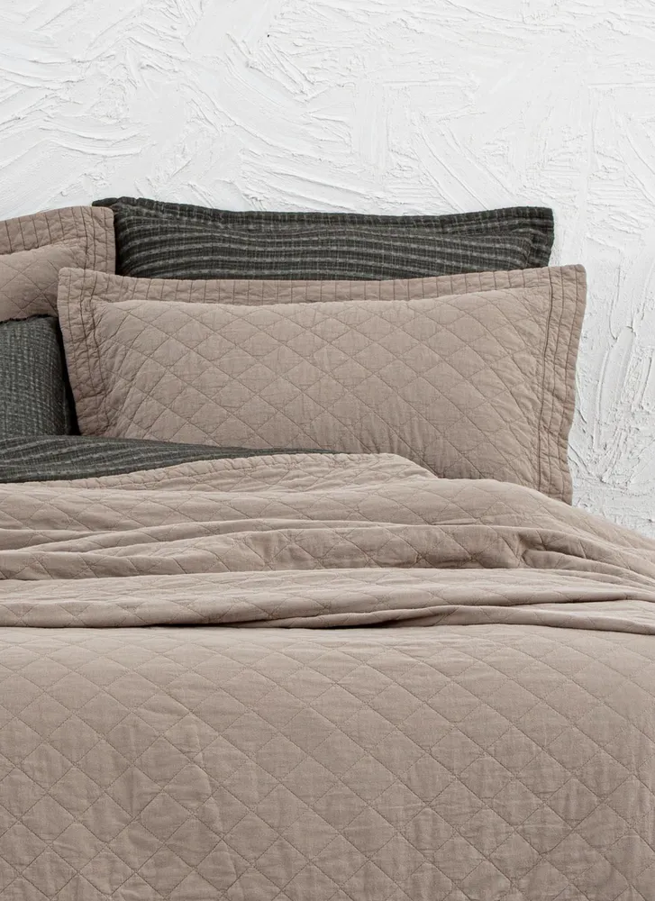 Ecocotton Reha Tweepersoons Bedsprei Set 100% Katoen Beige 240X260 Cm - Afbeelding 1