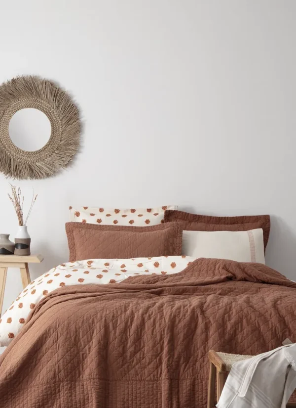 Ecocotton Reha Tweepersoons Bedsprei Set 100% Katoen Terra 240X260 Cm
