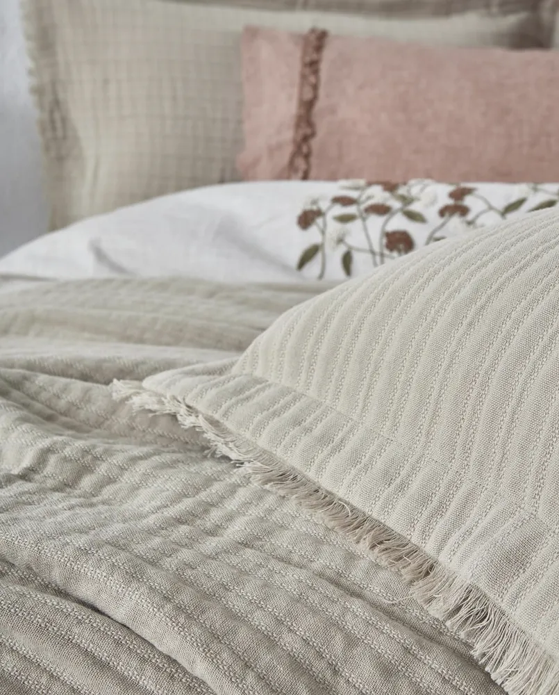 Ecocotton Armina Tweepersoons Bedsprei Set 100% Biologisch Katoen Mousseline Gevuld Beige 240X260 Cm - Afbeelding 1