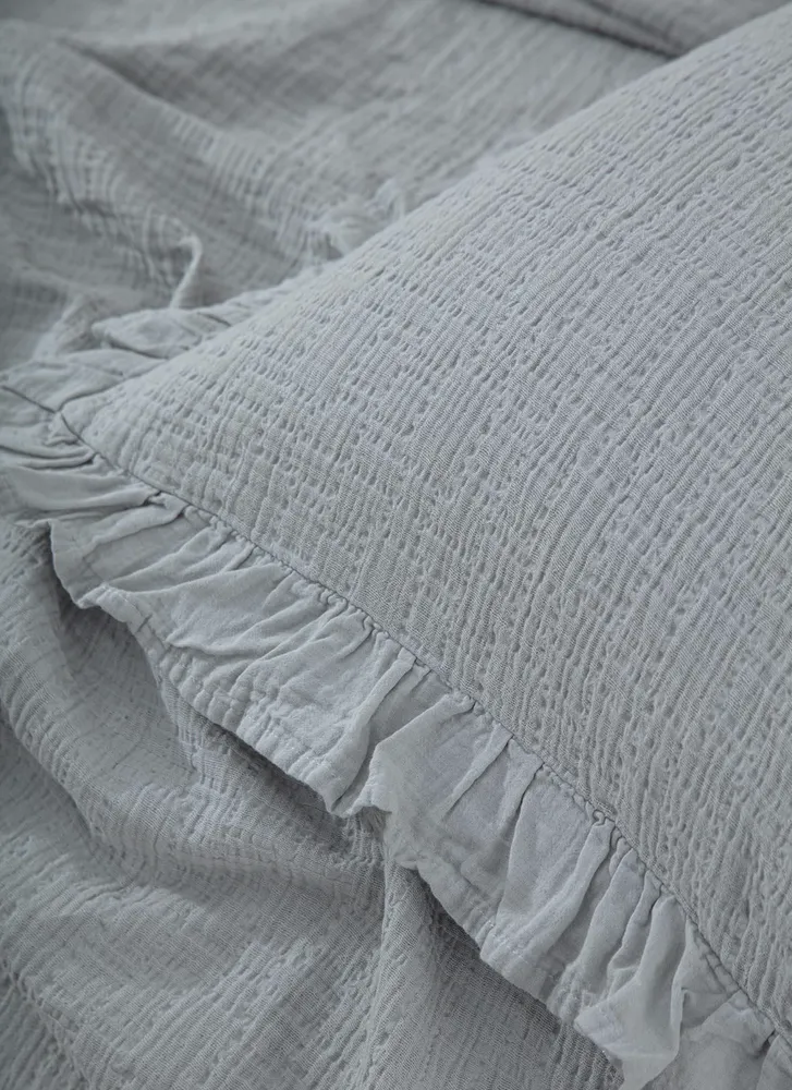 Ecocotton Simla Tweepersoons Deken Set 100% Biologisch Katoen Jacquard Grijs 220x240 Cm - Afbeelding 2