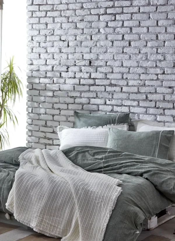 Ecocotton Armina Tweepersoons Bedsprei Set 100% Biologisch Katoen Mousseline Gevuld Crème 240X260 Cm