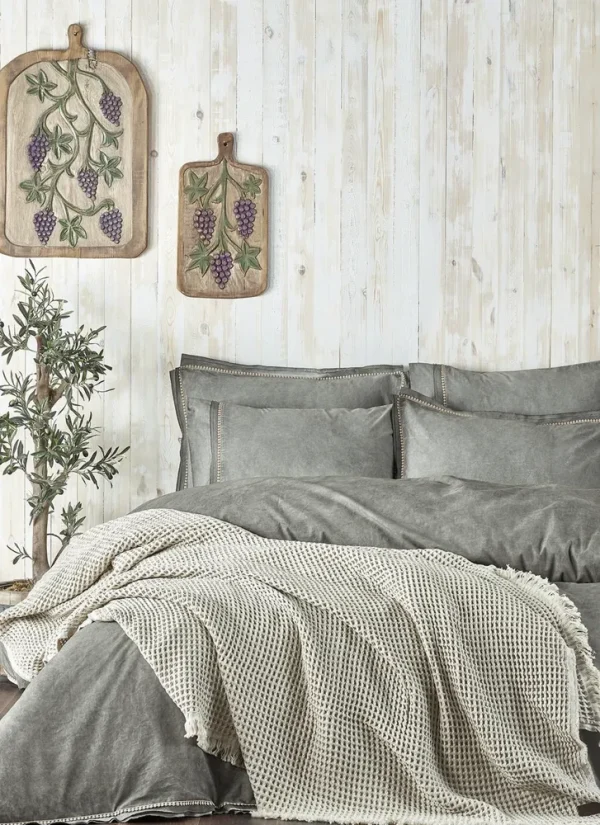 Ecocotton Seren Tweepersoons Deken 100% Biologisch Katoen Melange Beige 220x240 Cm