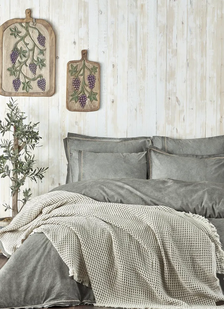 Ecocotton Seren Tweepersoons Deken 100% Biologisch Katoen Melange Beige 220x240 Cm