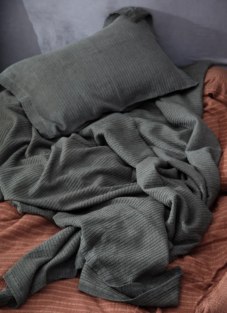 Ecocotton Sara Tweepersoons Bedsprei 100% Biologisch Katoen Groen 220x240 Cm - Afbeelding 2