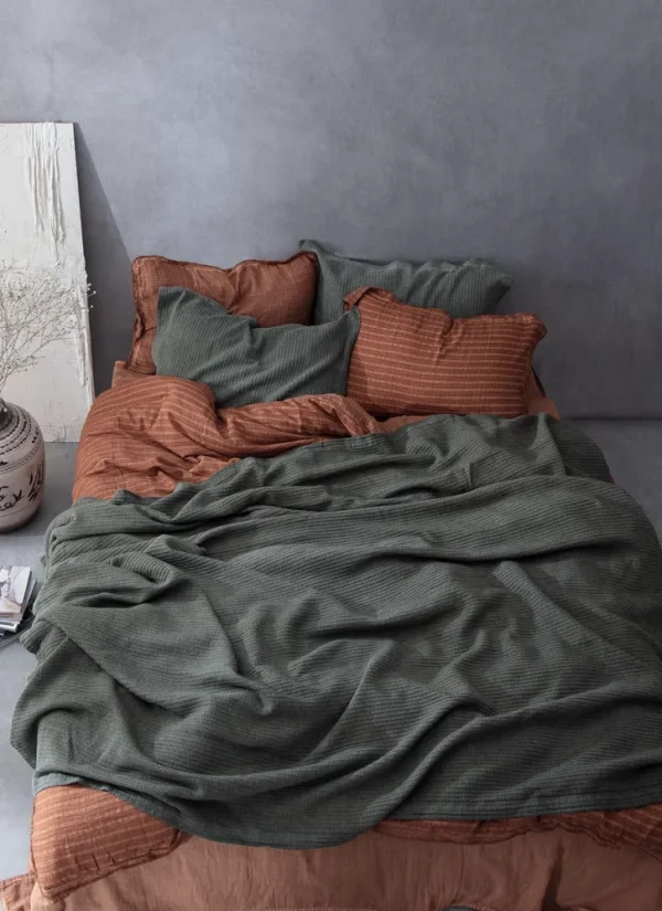 Ecocotton Sara Tweepersoons Bedsprei 100% Biologisch Katoen Groen 220x240 Cm