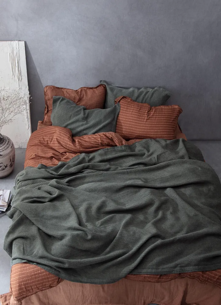 Ecocotton Sara Tweepersoons Bedsprei 100% Biologisch Katoen Groen 220x240 Cm