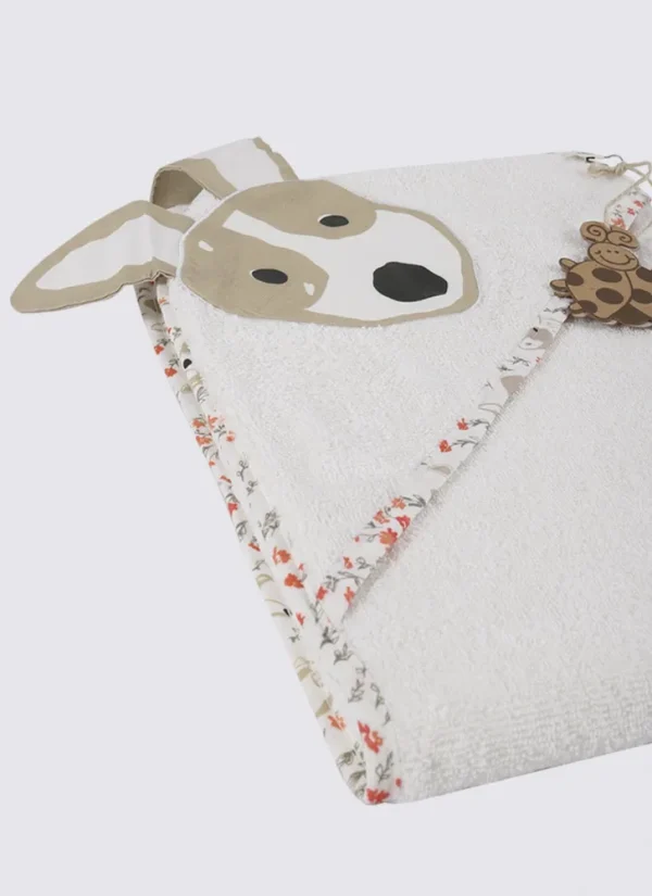 Ecocotton Dagi 4-Delige Poncho Set voor Babyjongens 100% Organisch Katoen Geborduurd Crème 1-4 Jaar